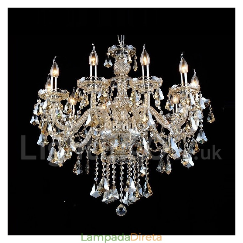 Lustre moderno de cristal K9 cor conhaque retrô