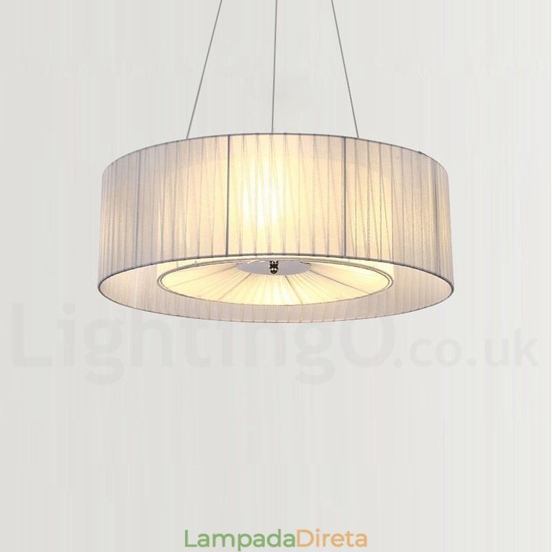 Drum 4 Luzes Pendentes Modernas com Sombra de Tecido