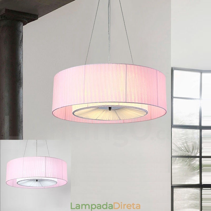 Drum 4 Luzes Pendentes Modernas com Sombra de Tecido