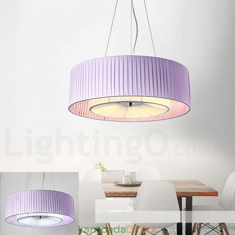 Drum 4 Luzes Pendentes Modernas com Sombra de Tecido