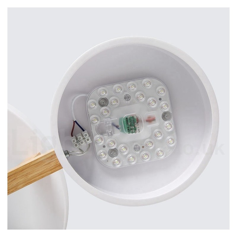 Lustre de madeira moderno estilo nórdico contemporâneo luz de teto embutida com sombra de acrílico