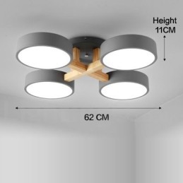 Lustre de madeira moderno estilo nórdico contemporâneo luz de teto embutida com sombra de acrílico