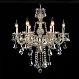 Lustre moderno de cristal K9 com 6 luzes retrô cor conhaque