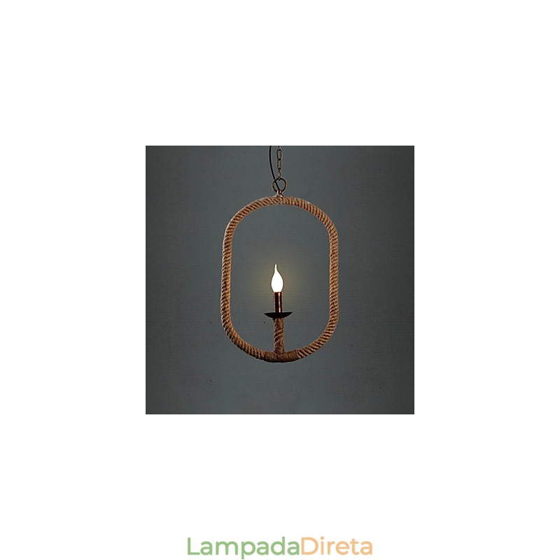 Retro 1 Lâmpada Corda de Cânhamo Lustre Retro Estilo Country