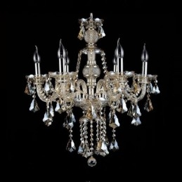Lustre moderno de cristal K9 com 6 luzes retrô cor conhaque