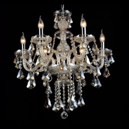 Lustre moderno de cristal K9 com 6 luzes retrô cor conhaque