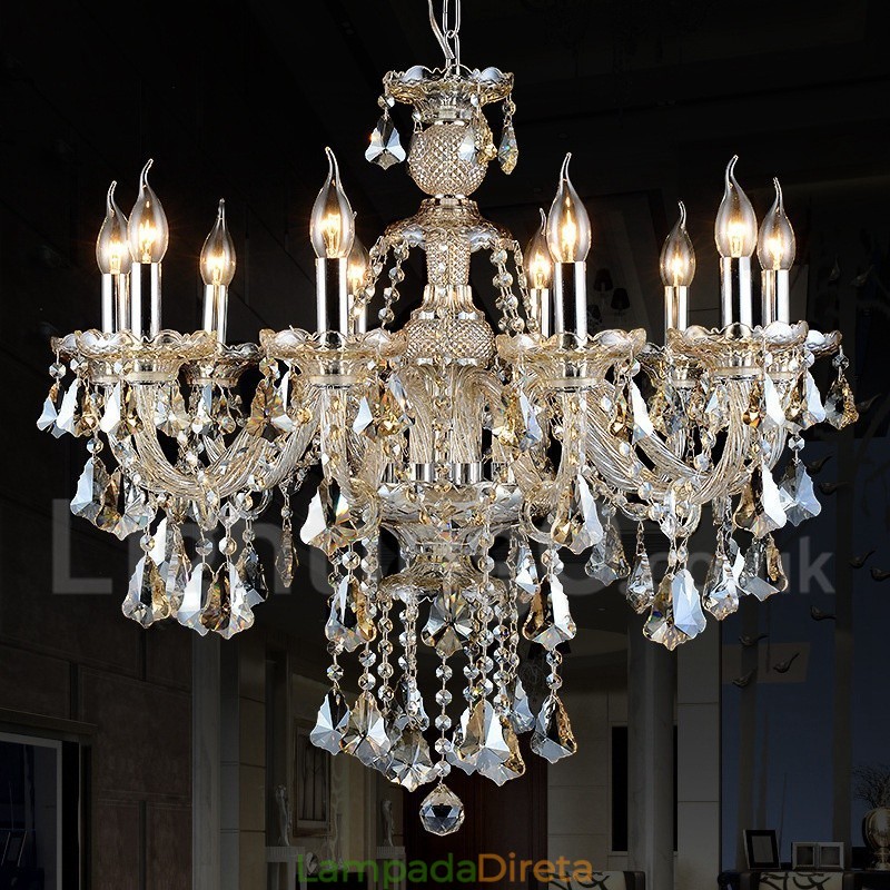 Lustre moderno de cristal K9 cor conhaque retrô