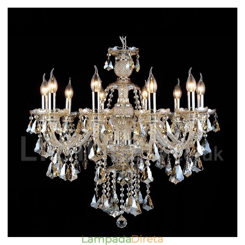 Lustre moderno de cristal K9 cor conhaque retrô