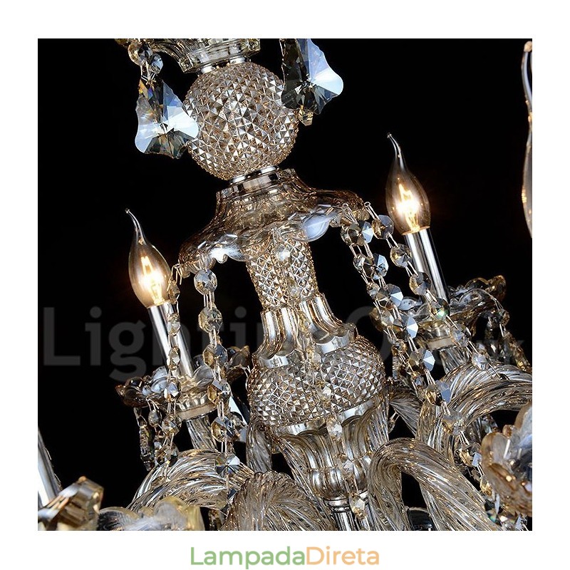 Lustre moderno de cristal K9 cor conhaque retrô