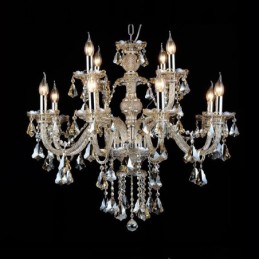 Lustre moderno de cristal K9 com 12 luzes retrô cor conhaque