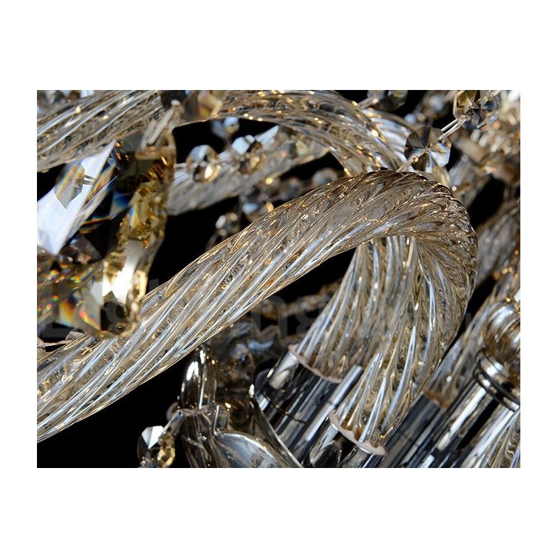 Lustre moderno de cristal K9 com 12 luzes retrô cor conhaque