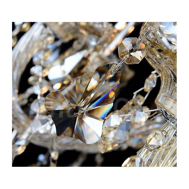 Lustre moderno de cristal K9 com 12 luzes retrô cor conhaque