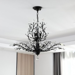 Lustre de pintura em ferro cristal com lâmpada de iluminação moderna de cristal