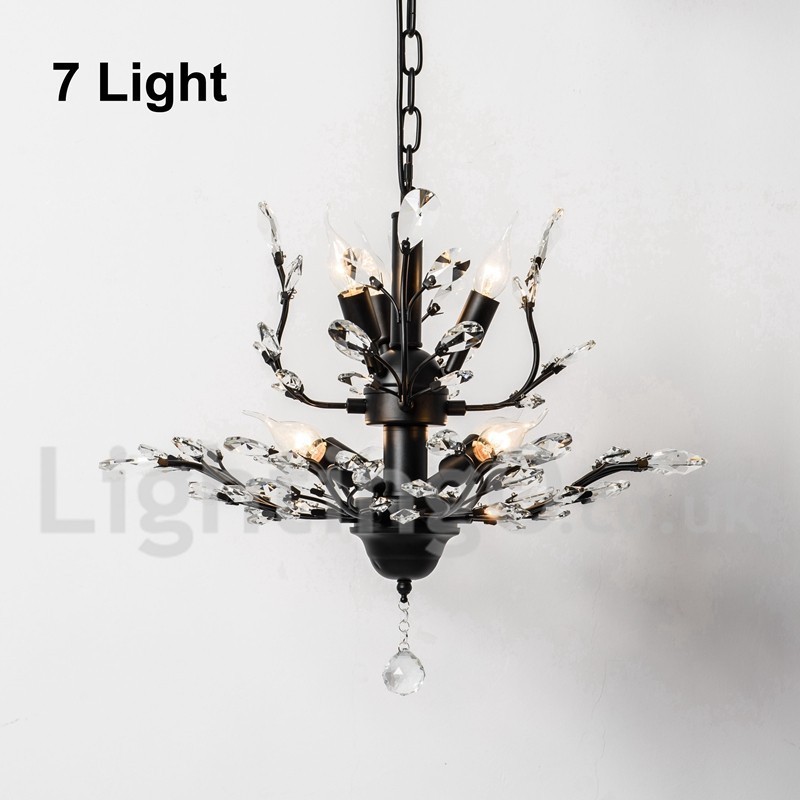 Lustre de pintura em ferro cristal com lâmpada de iluminação moderna de cristal