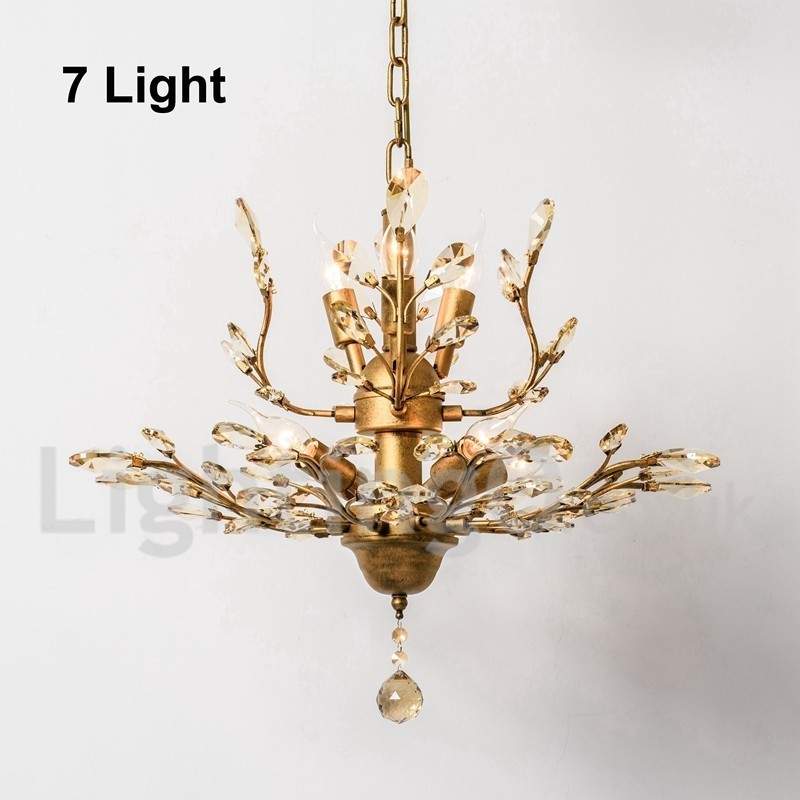 Lustre de pintura em ferro cristal com lâmpada de iluminação moderna de cristal
