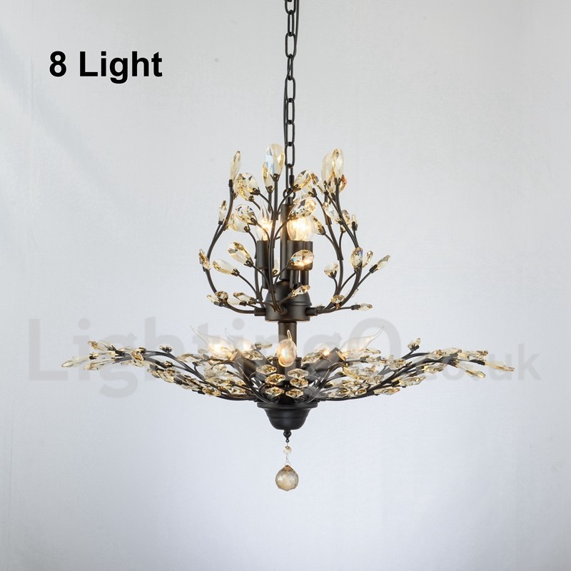 Lustre de pintura em ferro cristal com lâmpada de iluminação moderna de cristal