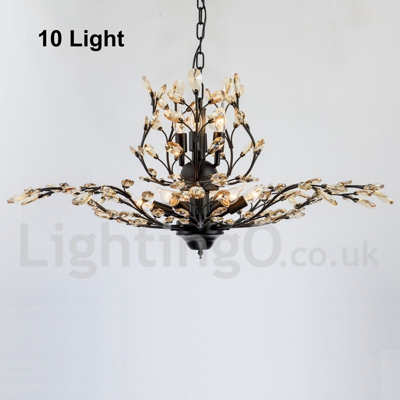 Lustre de pintura em ferro cristal com lâmpada de iluminação moderna de cristal