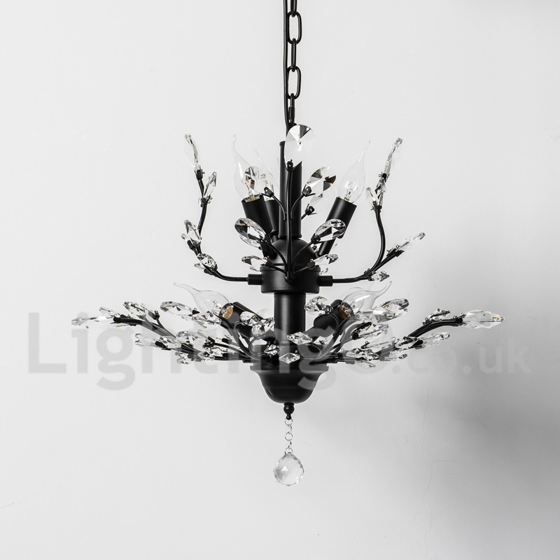 Lustre de pintura em ferro cristal com lâmpada de iluminação moderna de cristal