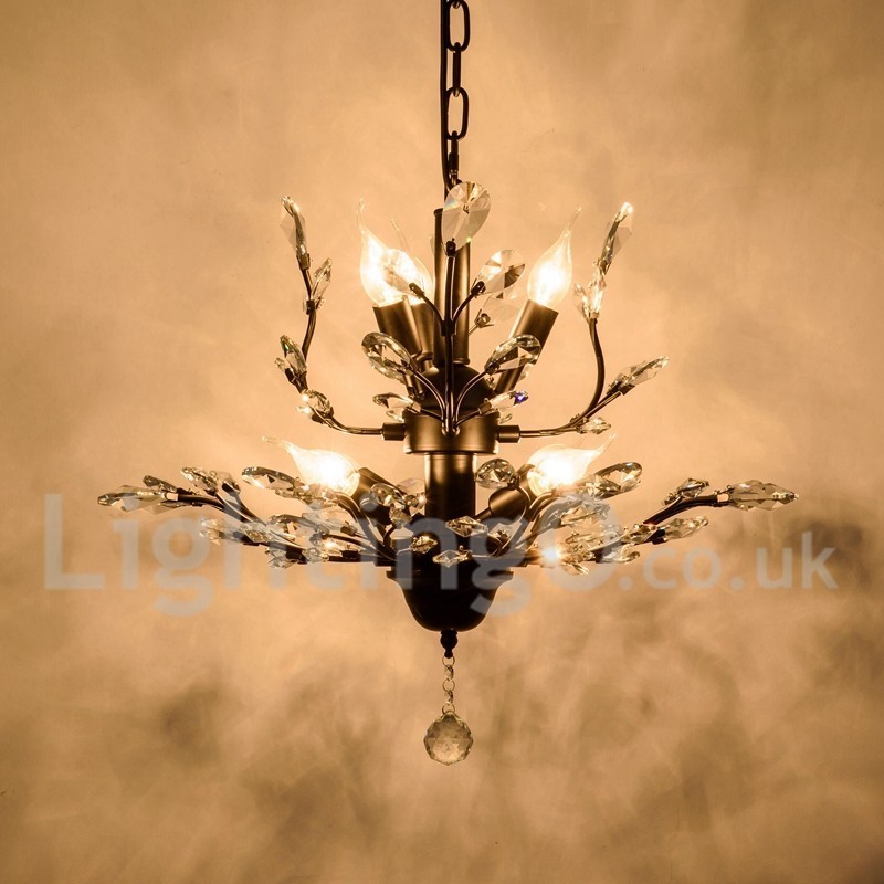 Lustre de pintura em ferro cristal com lâmpada de iluminação moderna de cristal