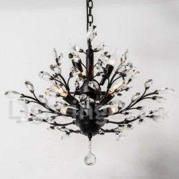 Lustre de pintura em ferro cristal com lâmpada de iluminação moderna de cristal