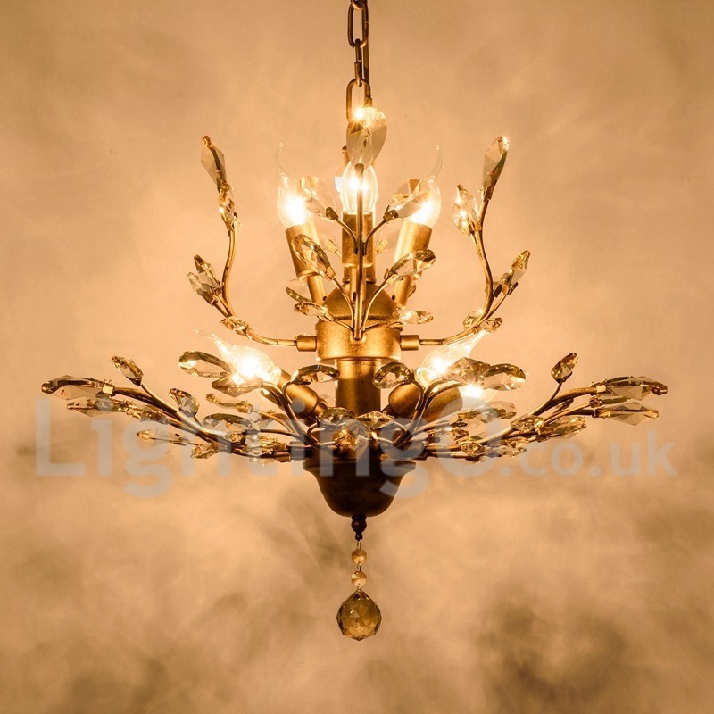 Lustre de pintura em ferro cristal com lâmpada de iluminação moderna de cristal