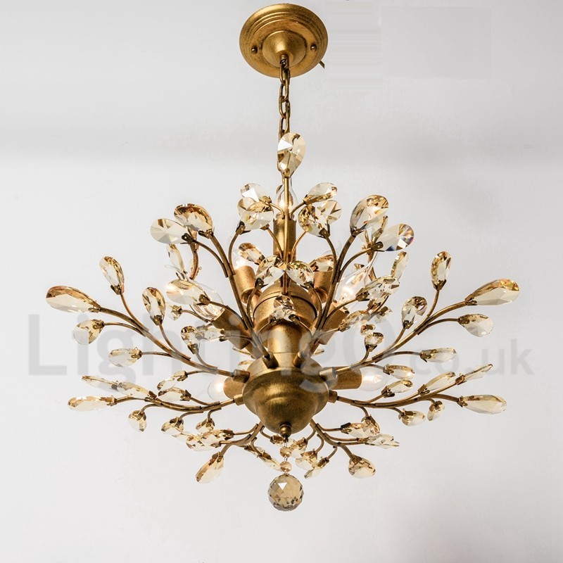 Lustre de pintura em ferro cristal com lâmpada de iluminação moderna de cristal