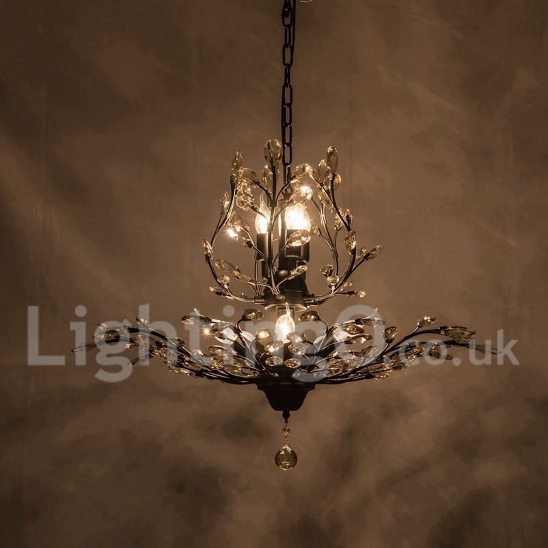Lustre de pintura em ferro cristal com lâmpada de iluminação moderna de cristal
