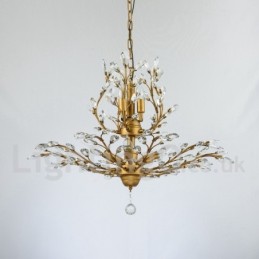 Lustre de pintura em ferro cristal com lâmpada de iluminação moderna de cristal