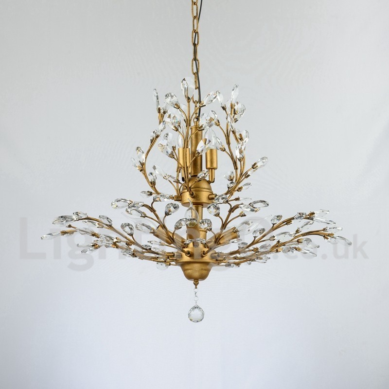 Lustre de pintura em ferro cristal com lâmpada de iluminação moderna de cristal