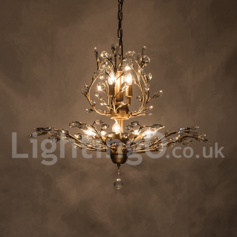 Lustre de pintura em ferro cristal com lâmpada de iluminação moderna de cristal