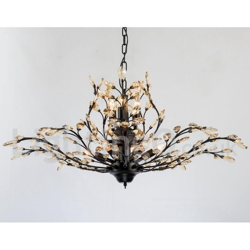 Lustre de pintura em ferro cristal com lâmpada de iluminação moderna de cristal