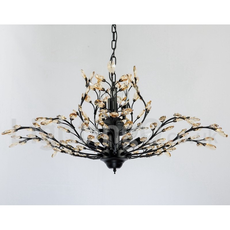Lustre de pintura em ferro cristal com lâmpada de iluminação moderna de cristal