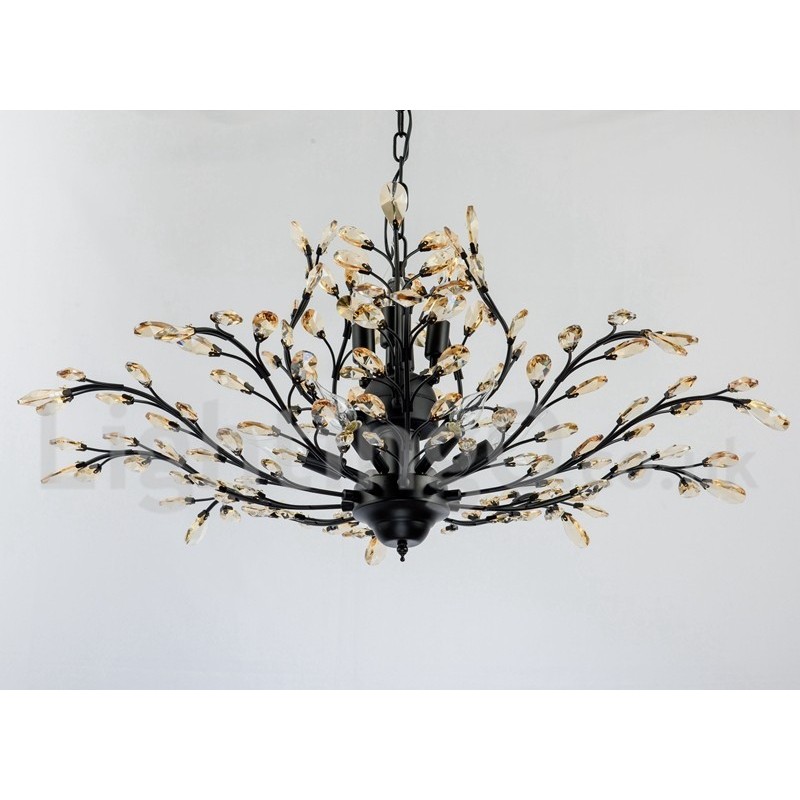 Lustre de pintura em ferro cristal com lâmpada de iluminação moderna de cristal