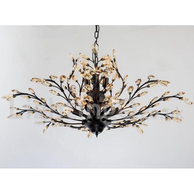 Lustre de pintura em ferro cristal com lâmpada de iluminação moderna de cristal