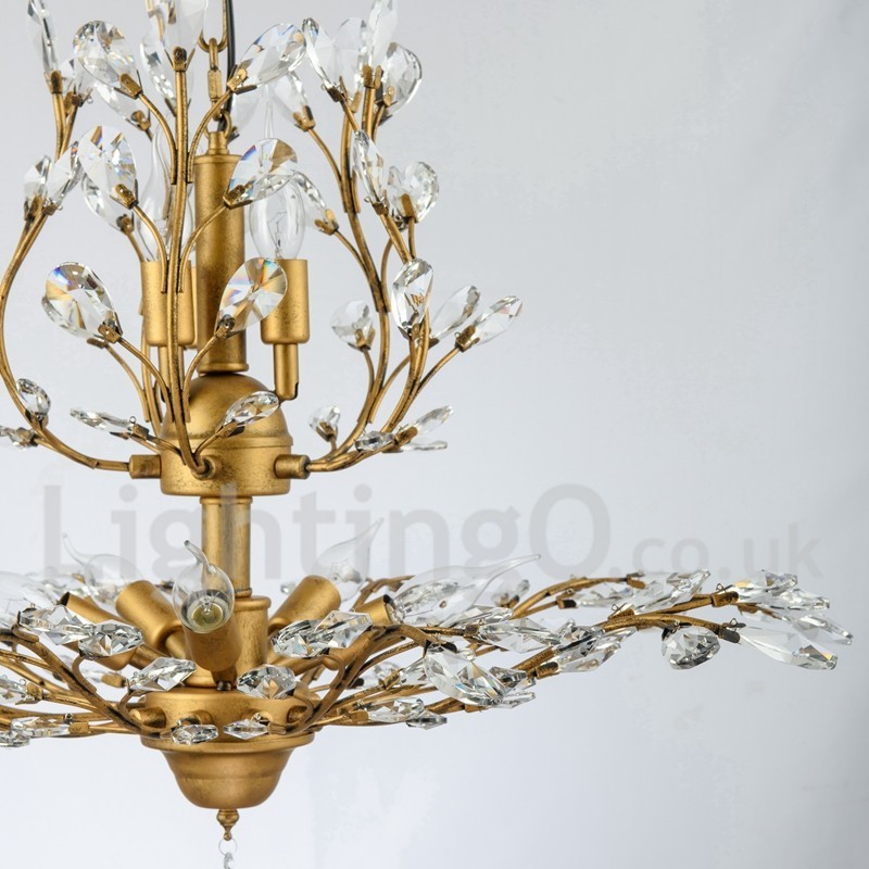 Lustre de pintura em ferro cristal com lâmpada de iluminação moderna de cristal