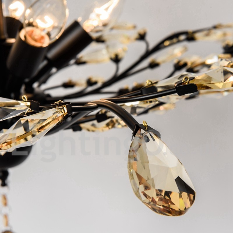 Lustre de pintura em ferro cristal com lâmpada de iluminação moderna de cristal