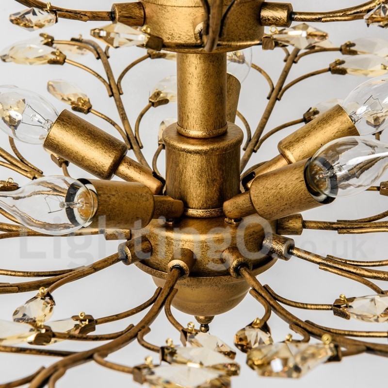 Lustre de pintura em ferro cristal com lâmpada de iluminação moderna de cristal