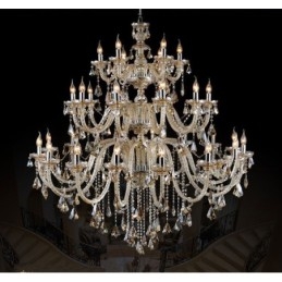 Lustre moderno e luxuoso extra grande de 3 camadas, cor conhaque retrô, cristal K9