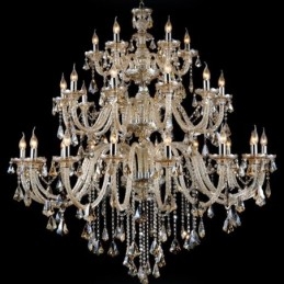 Lustre moderno e luxuoso extra grande de 3 camadas, cor conhaque retrô, cristal K9