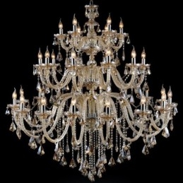 Lustre moderno e luxuoso extra grande de 3 camadas, cor conhaque retrô, cristal K9