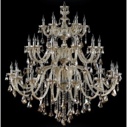 Lustre moderno e luxuoso extra grande de 3 camadas, cor conhaque retrô, cristal K9