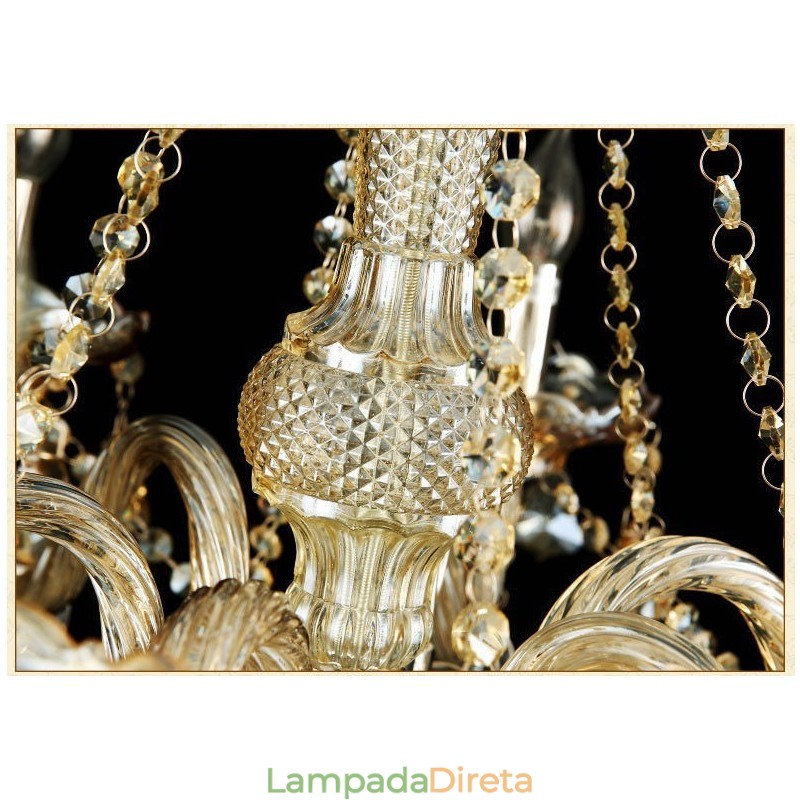 Lustre moderno e luxuoso extra grande de 3 camadas, cor conhaque retrô, cristal K9