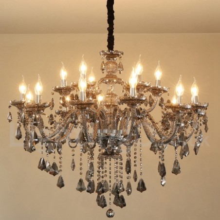 18 Luzes Retro Cinza Cor K9 Cristal Vela Grande Lustre 18 Luzes Retro Cinza Cor K9 Cristal Vela Grande Lustre