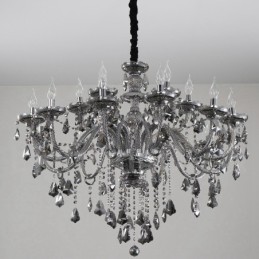 18 Luzes Retro Cinza Cor K9 Cristal Vela Grande Lustre