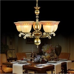 Lustre Cinco Luzes Bronze Europeu Retro Clássico