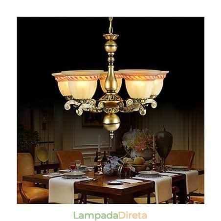 Lustre Cinco Luzes Bronze Europeu Retro Clássico Lustre Cinco Luzes Bronze Europeu Retro Clássico