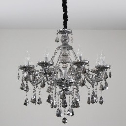 Lustre de cristal K9 retrô com 8 luzes, cor cinza