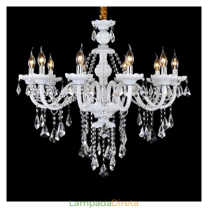 Lustre de vela de cristal transparente K9 de cor branca retrô