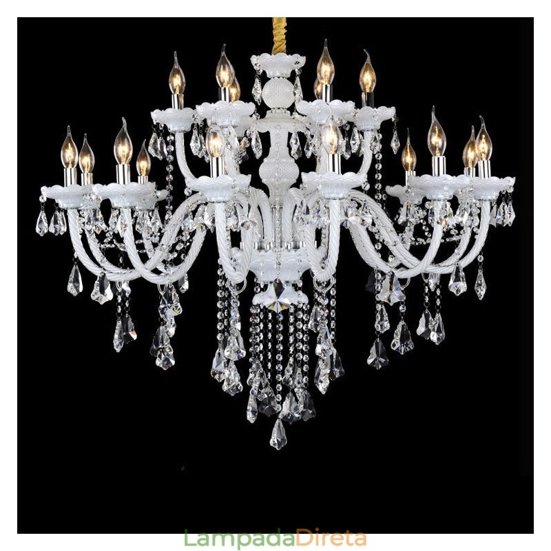 15 Luzes Retro Branco Cor K9 Cristal Transparente Vela Lustre