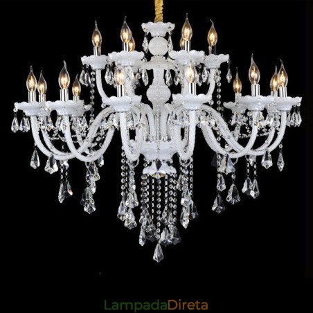 15 Luzes Retro Branco Cor K9 Cristal Transparente Vela Lustre 15 Luzes Retro Branco Cor K9 Cristal Transparente Vela Lustre